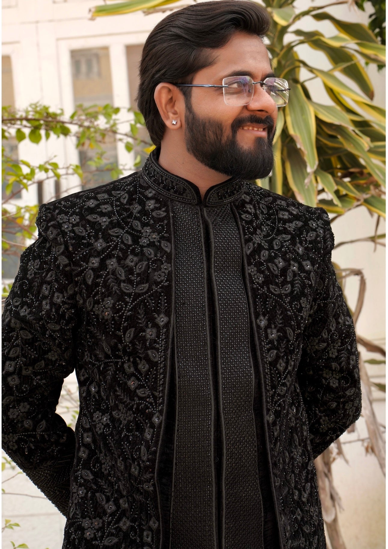 Stylish Black Achkan for Grooms by KPH Outfits