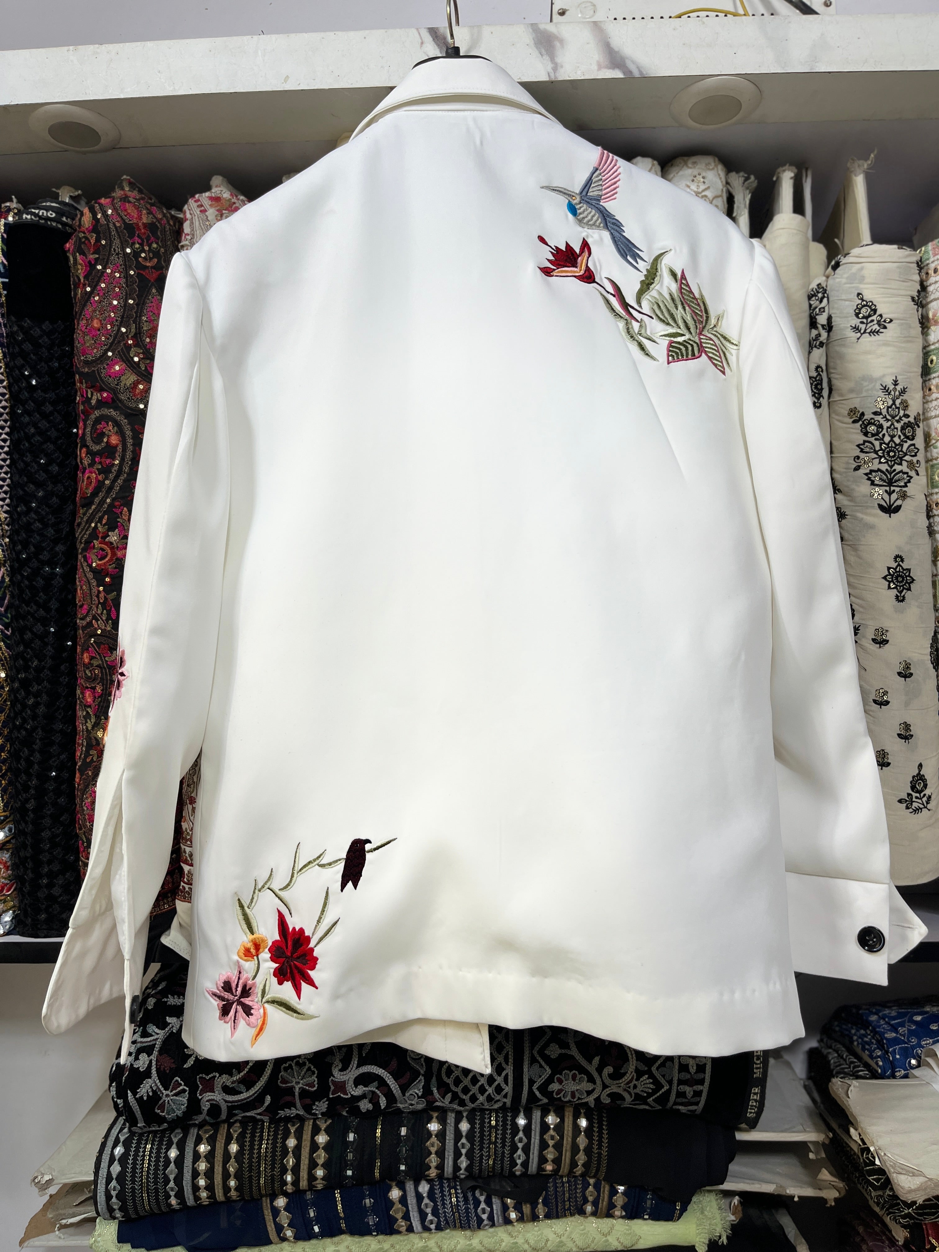 Stylish Formal Wear in White with Unique Embroidery