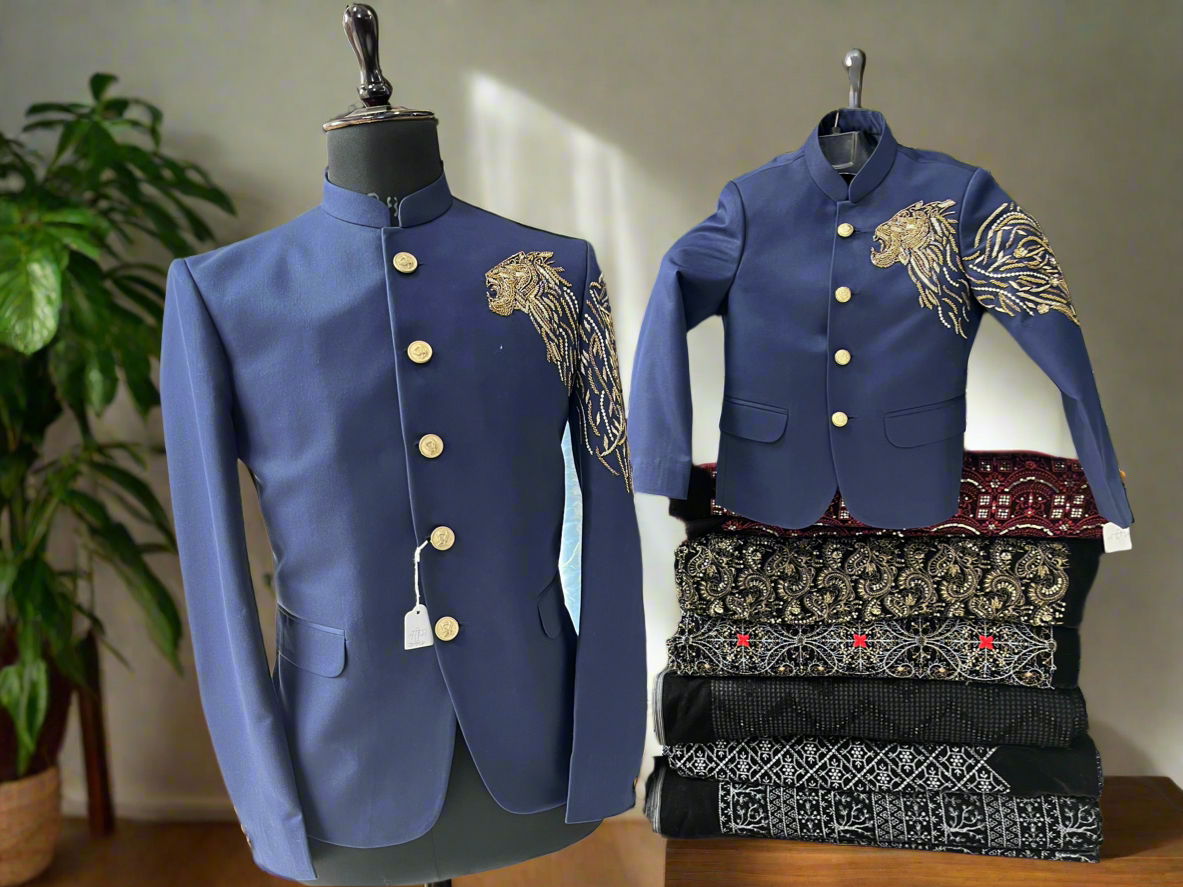 Traditional matching Jodhpuri suit for father and son