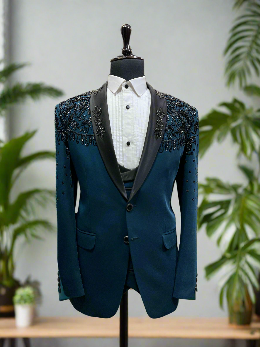 Men's Turkish Handcrafted Shawl Lapel Tuxedo Suit