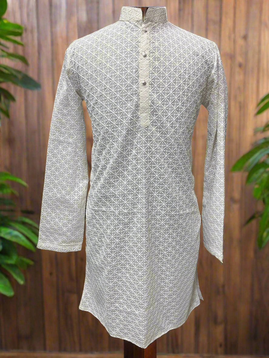 Men's Exclusive white Chicken Kari Kurta Set