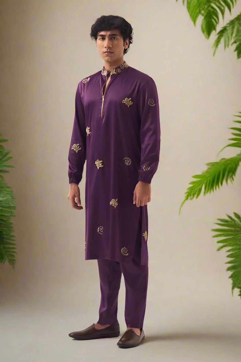 Front view of Men's Mirror Work Indo-Western Outfit - KPH Outfits