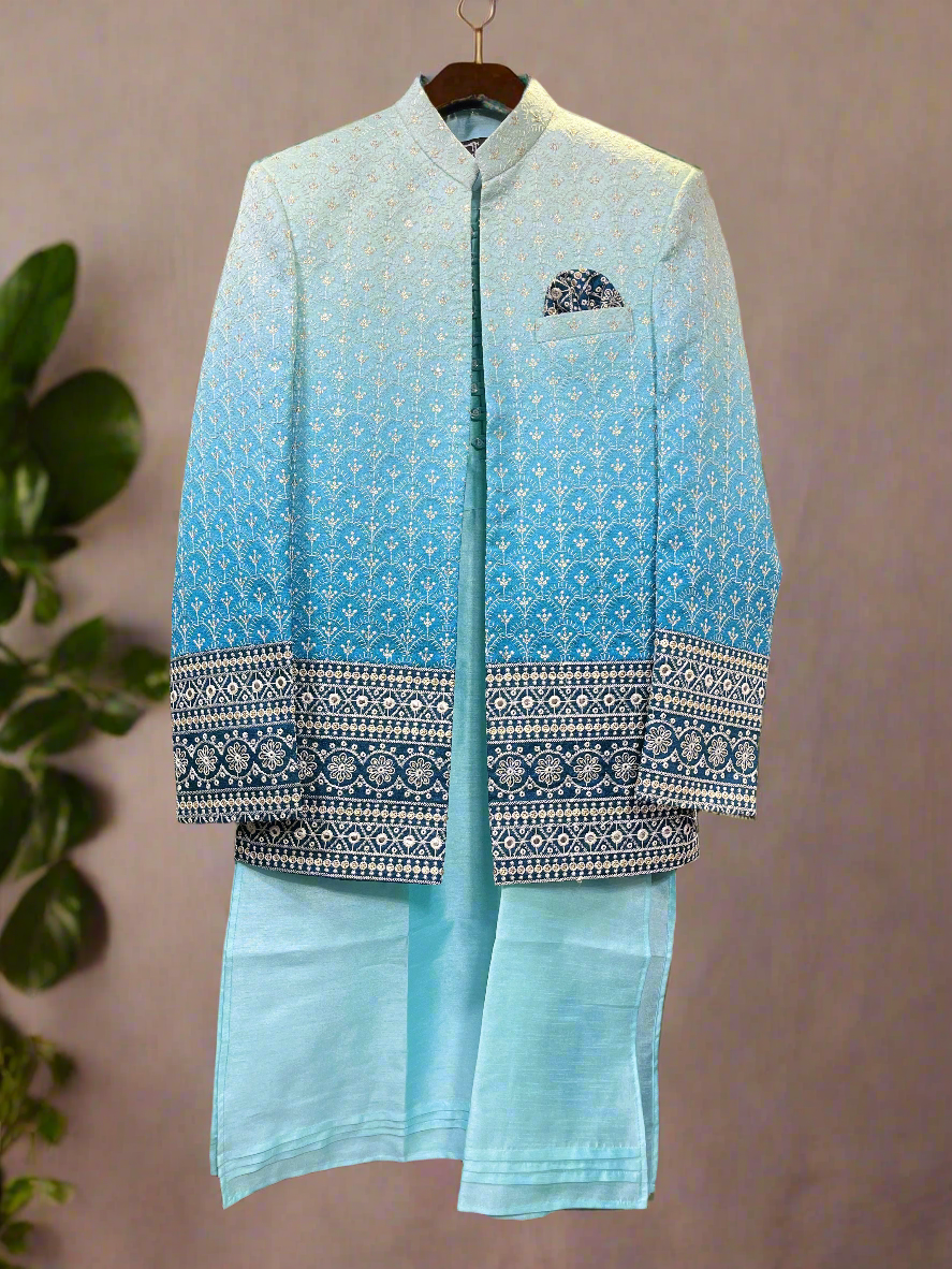 Modern Open Shrug and Kurta Set by KPH Outfits.