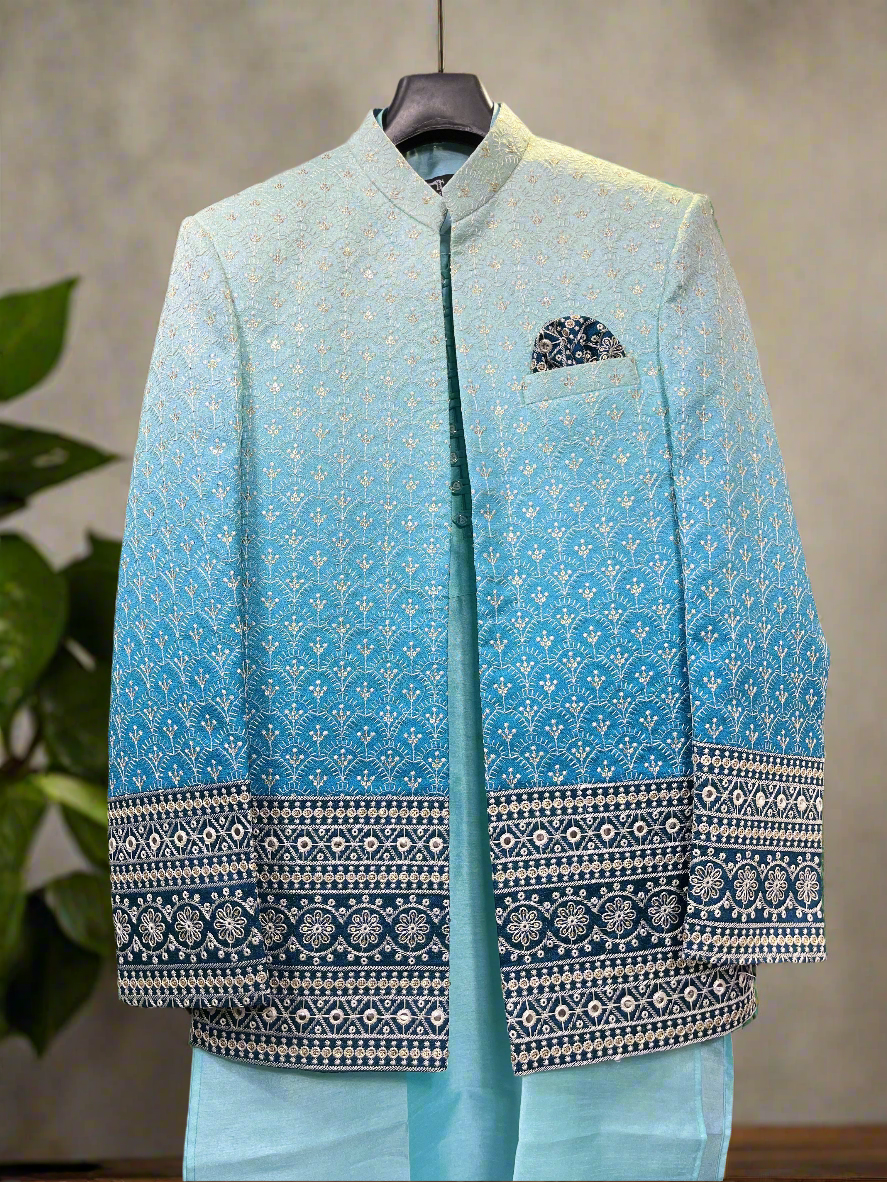 Elegant Ethnic Wear for Men in Sky Blue Shades.
