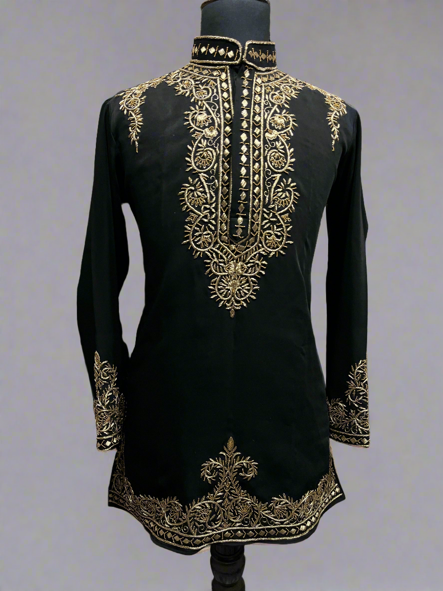 Handcrafted Golden Zardozi Work Embroidery Kurta Set