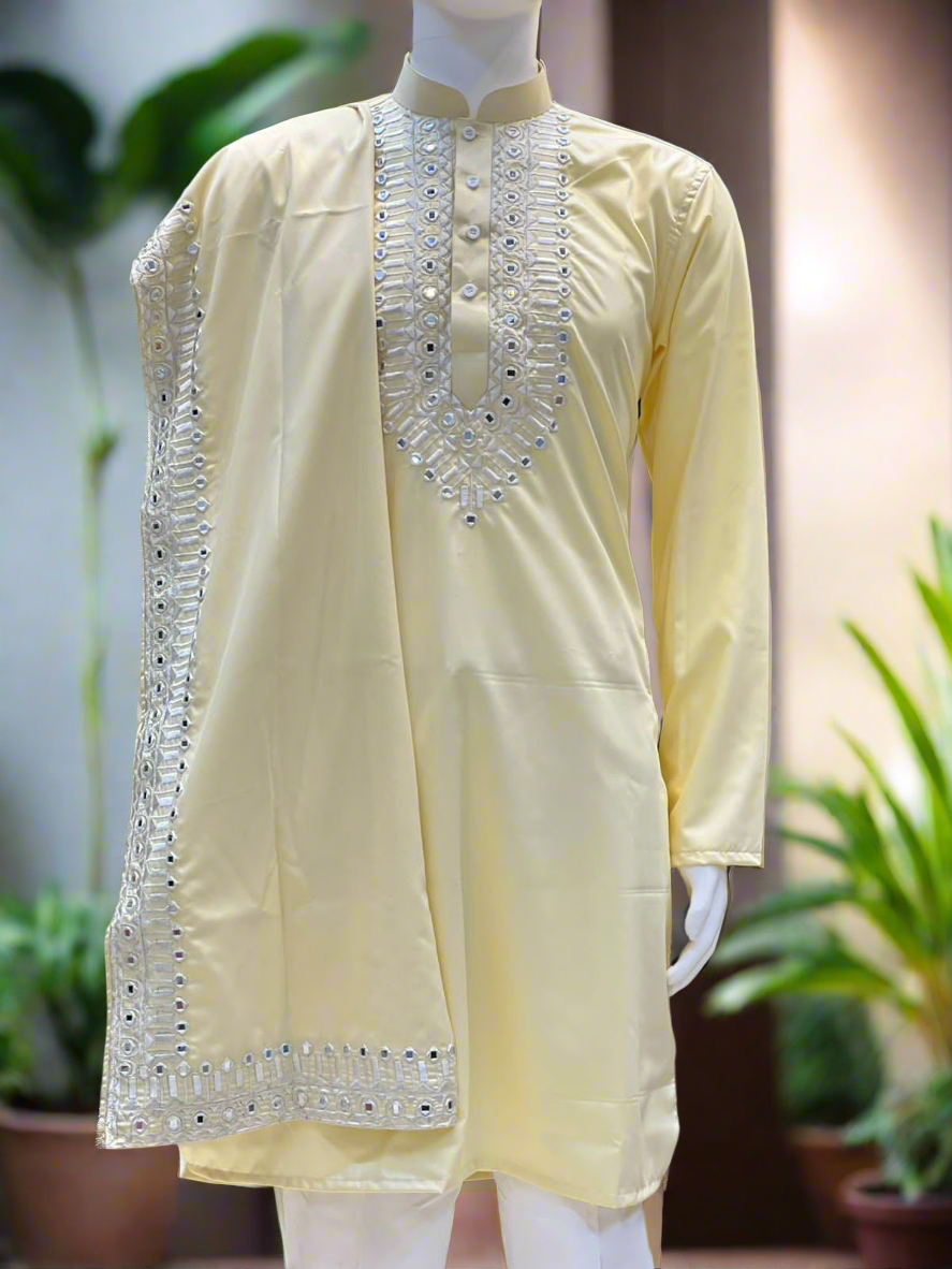 Men's Exclusive Haldi Inspired Designer Kurta Set