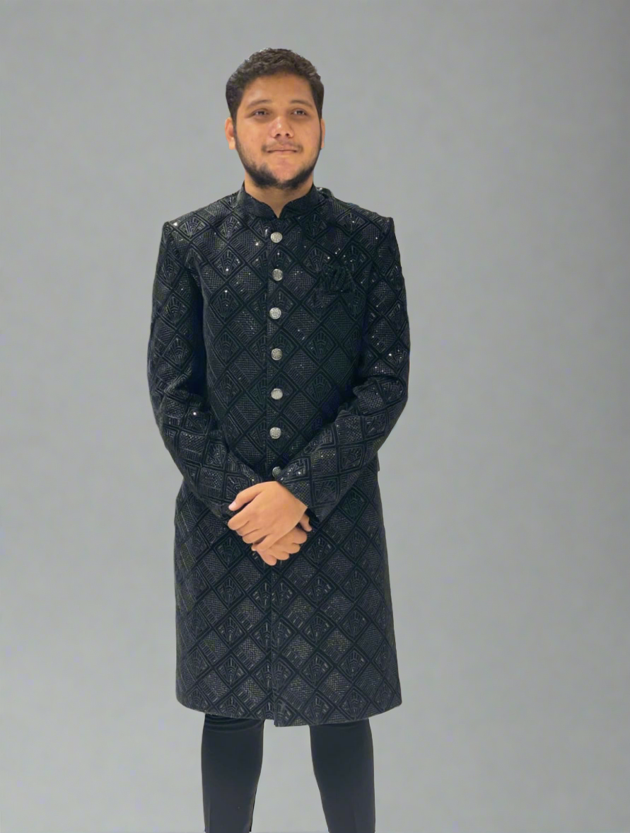 Men's Black Exclusive Sherwani Set