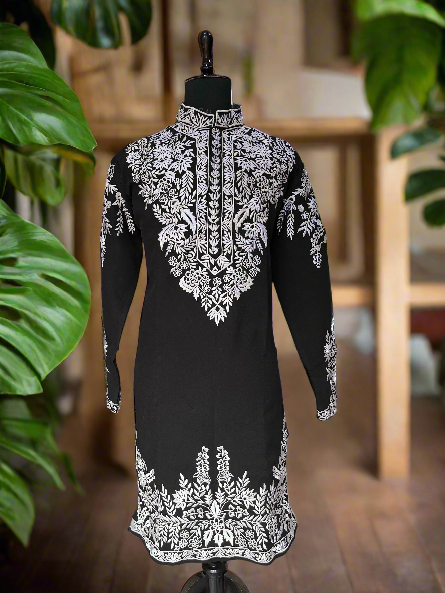 Celebrity Inspired Black Custom Made  Designer Kurta Set