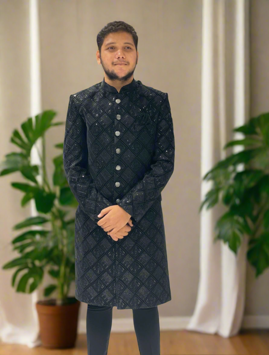 Men's Black Exclusive Sherwani Set